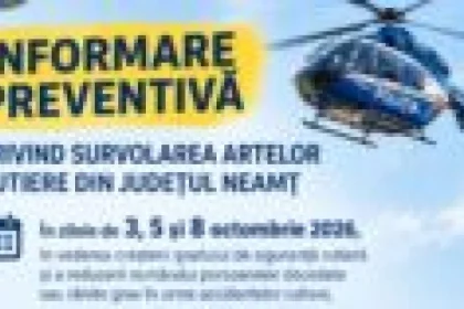 Traficul rutier din Neamț, monitorizat cu elicopterul pe principalele șosele